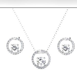Reign 18k White Gold Necklace and Earrings Jewelry Set with Crystals
